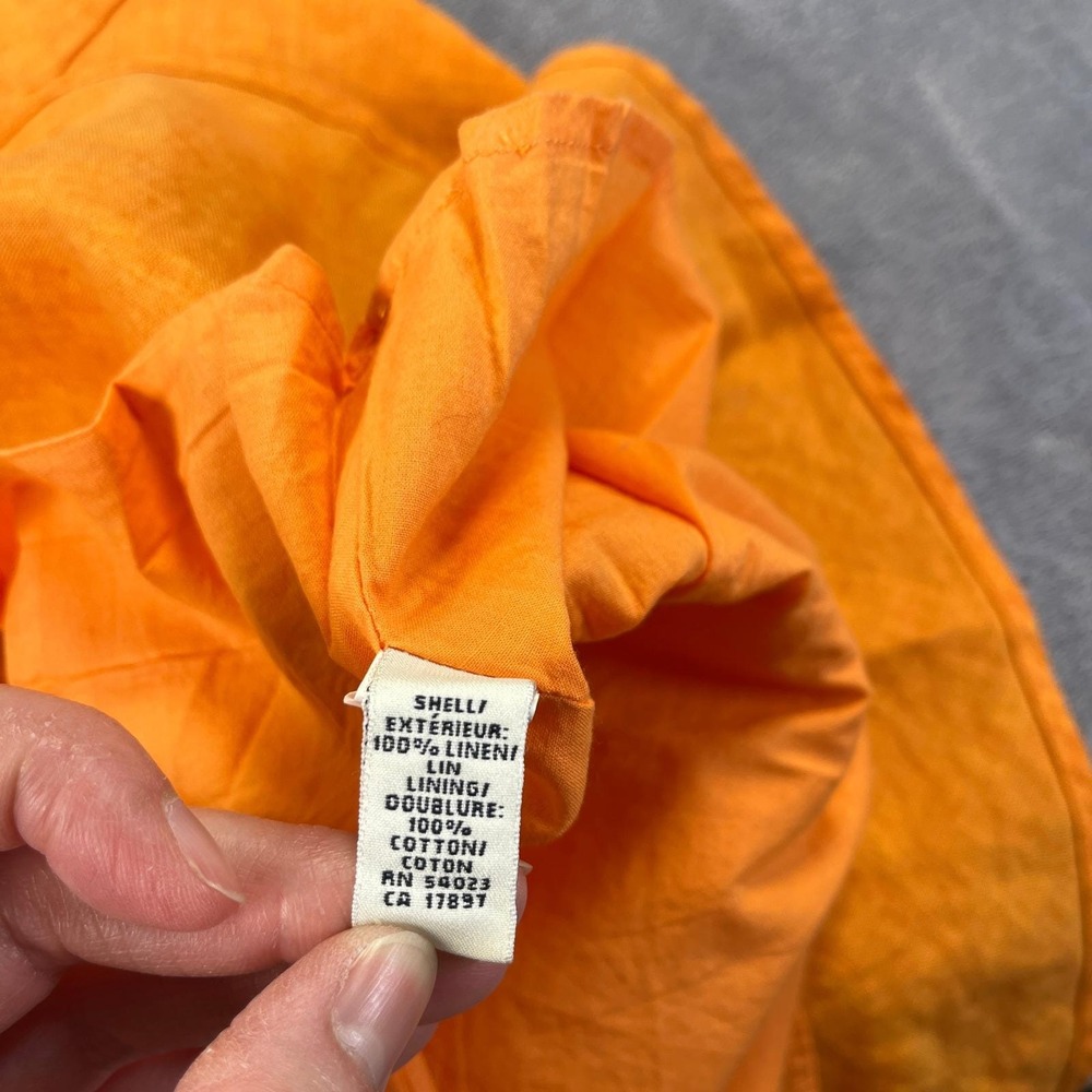Vintage 2004 Banana Republic Linen Skirt 8 Orange A-Line Midi Coastal Grandma - Picture 5 of 8